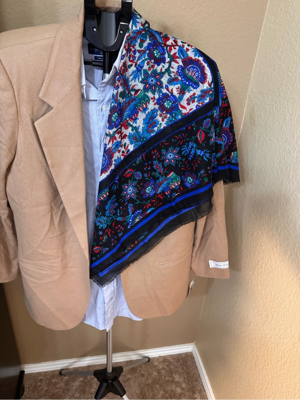 Berkshire Multicolor Floral Blue & Black Scarf